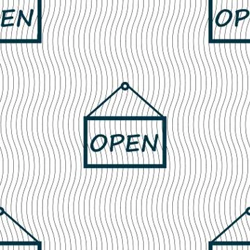 Open icon sign. Seamless pattern with geometric texture. Vector Stock Illustration