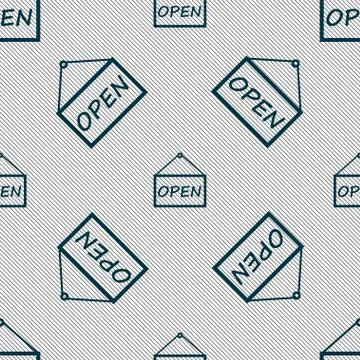 Open icon sign. Seamless pattern with geometric texture. Vector Stock Illustration
