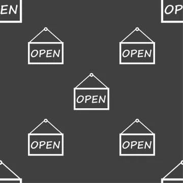Open icon sign. Seamless pattern on a gray background. Vector 스톡 일러스트