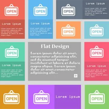 Open icon sign. Set of multicolored buttons with space for text. Vector イラスト素材