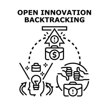 Open innovation backtracking concept illustrating problem solving 스톡 일러스트
