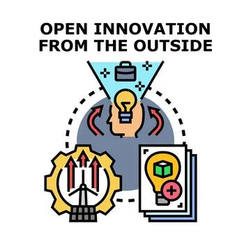 Open innovation from external sources concept vector Stock Illustration