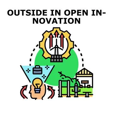 Open innovation strategy integrating external knowledge Stock Illustration