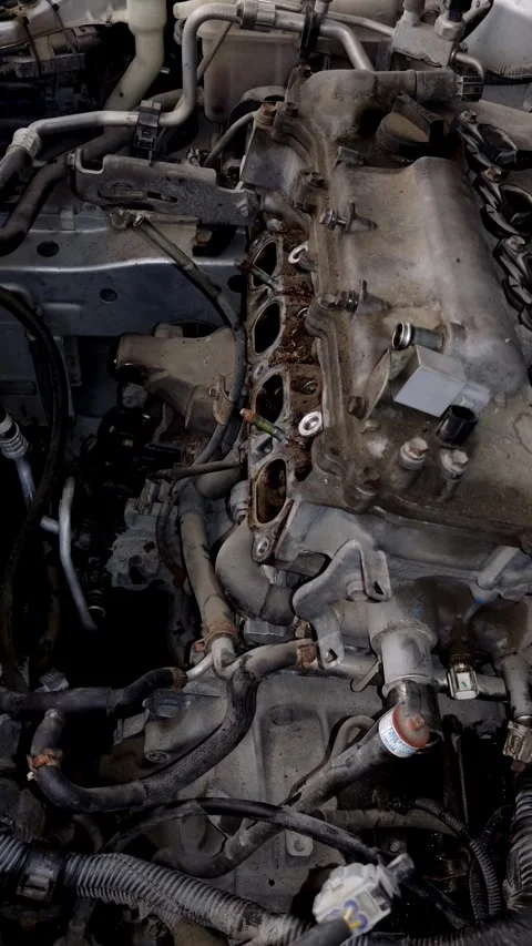 An open intake ports of a car engine cylinder head. Stock Footage 339492332