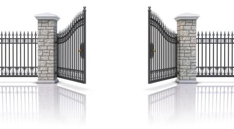 Open iron gate Stock Illustration