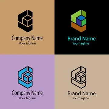 Open Isometric Cube Stack logo design Stock Illustration