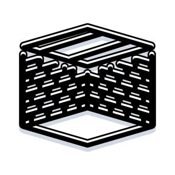 Open isometric monochromatic basket with geometric pattern イラスト素材