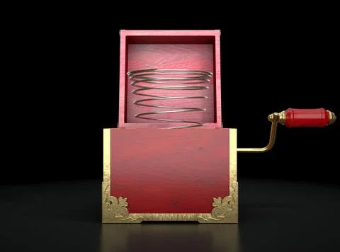 Open Jack-In-The-Box Antique Stock Illustration
