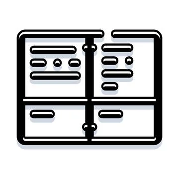Open journal showing notes and planning information Illustrazione stock