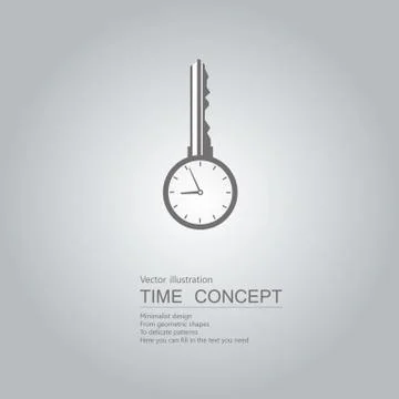 Open the key to time. Isolated on blue background. Stock Illustration