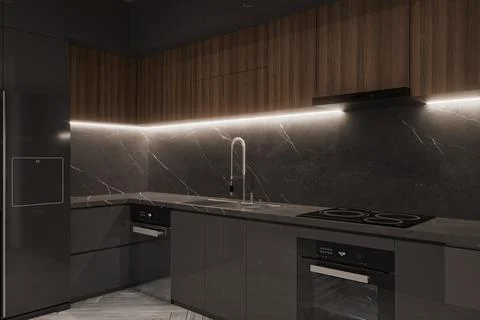 Open Kitchen interior design smart accessories for better living ideas for .. Illustrazione stock