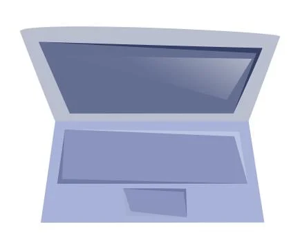 Open laptop with blank screen top view on a white background. Portable computer Stock Illustration