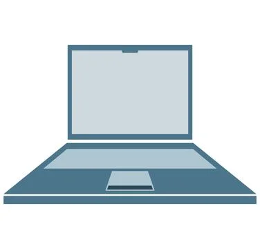 Open laptop with a blank screen, viewed from the front. Simple, modern design Stock Illustration