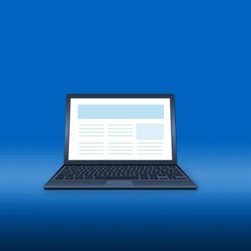 Open laptop with a blue background - 3D Illustration Stock Illustration