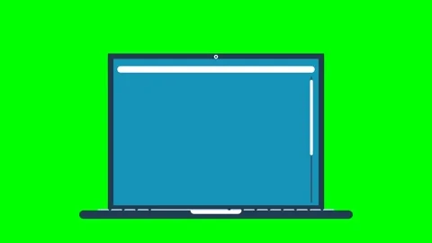 An open laptop is in the center of the screen. Front view - facing the viewer Stock Footage 275477827