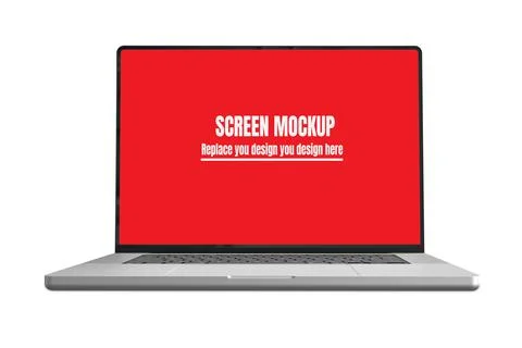 Open laptop computer blank screen with clipping path on body and screen for easy Stock Illustration