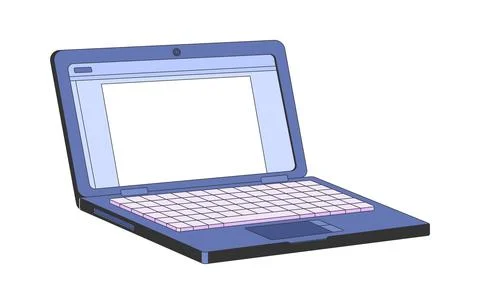 Open laptop computer with blank screen 2D cartoon object Illustrazione stock