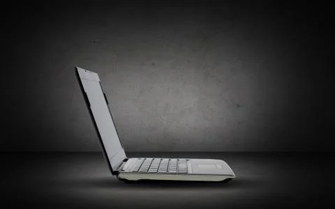 Open laptop computer with blank screen Stock Photos