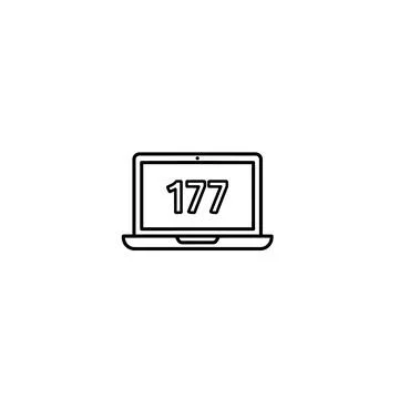 Open laptop computer icon with number one hundred seventy seven Stock Illustration