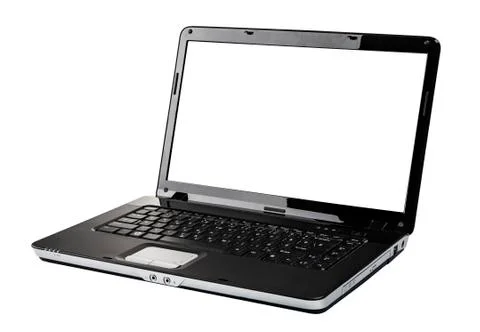Open laptop computer isolated on white Stock Photos