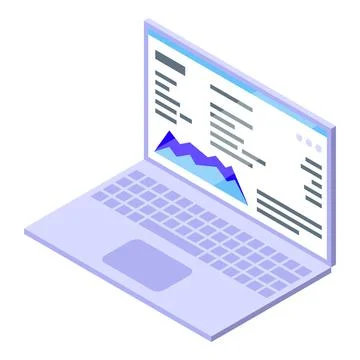 Open laptop displaying data analysis charts and statistics, symbolizing busin Illustrazione stock