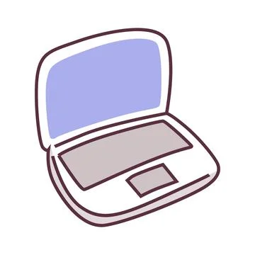 Open laptop drawn by hand Stock Illustration