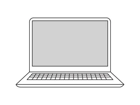 Open laptop with empty screen and keyboard Иллюстрация
