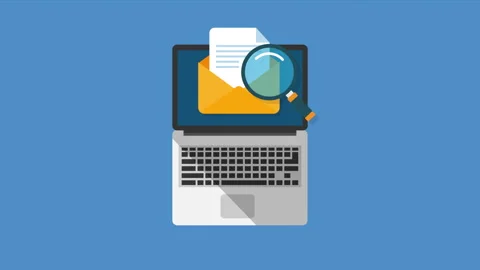 Open laptop with envelope and magnifying glass Stock Footage 230158941