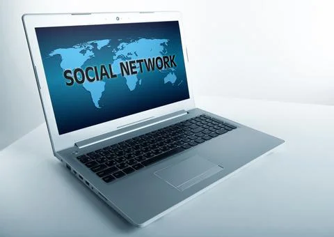 Open laptop with internet connection Foto stock