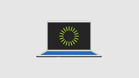 Open laptop with loading screen 2D cartoon object animation Stock Footage 321753623