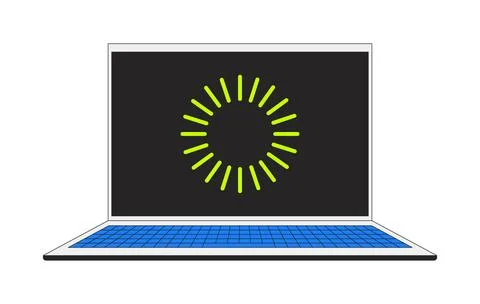 Open laptop with loading screen 2D cartoon object Stock Illustration
