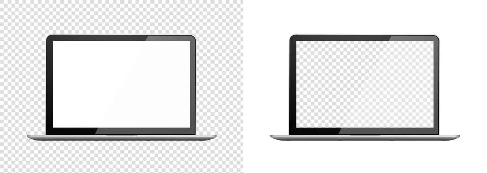 Open laptop mock up. Personal computer mockup front view. Portable gadget with Illustrazione stock