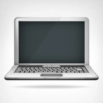 Open laptop object 3d design isolated vector on white illustration 库存插图