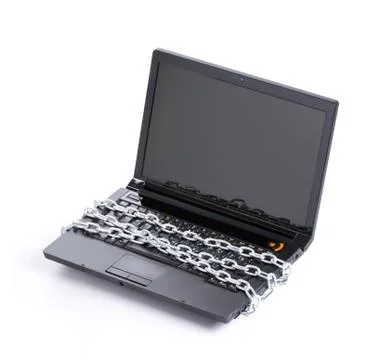 Open laptop security Stock Photos