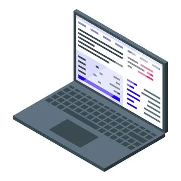 Open laptop showing programming code on screen for software development Stock Illustration