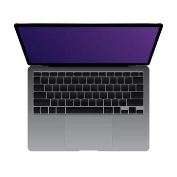 Open Laptop Top View. Cutout Model 2020 on White Background Stock Illustration