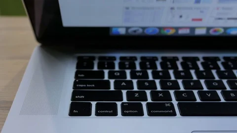 Open Laptop for working, slider shot Stockbeeldmateriaal 69940701