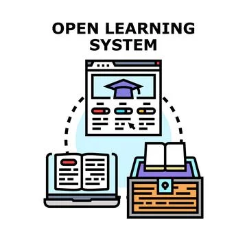 Open learning system concept for distant education Stockillustratie