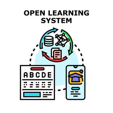 Open learning system concept for distant education Stock Illustration
