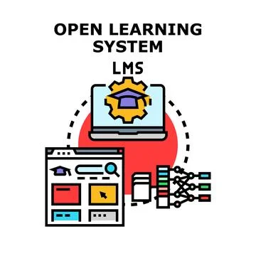 Open learning system lms concept vector 스톡 일러스트