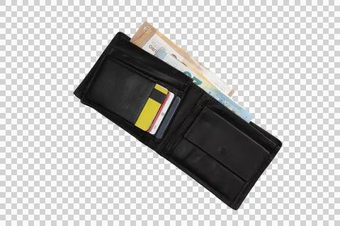 An open leather wallet Stock Photos