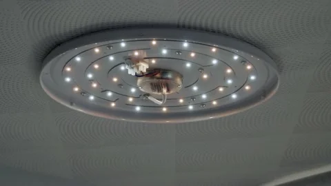 Open LED Ceiling Light with Remote Control on Ceiling Stock Footage 152934368
