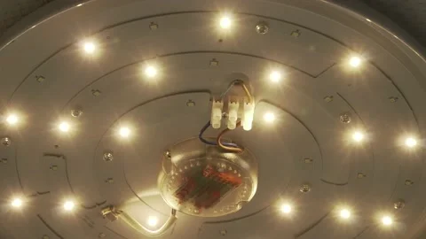 Open LED Ceiling Light with Remote Control on Ceiling Stock Footage 152934369