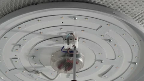 Open LED Ceiling Light with Remote Control on Ceiling Stock Footage 152934393