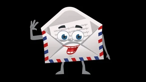 Open letter. 1th Pose Hi with Animated Face. Alpha Channel Video stock 72296017