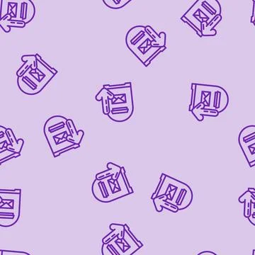 Open letter box loading mailbox line vector seamless pattern Stock Illustration