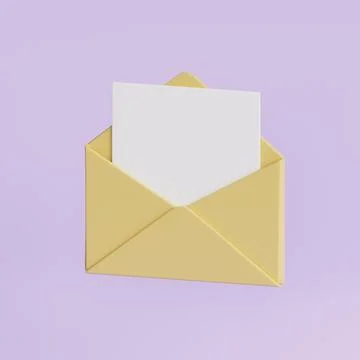 Open letter envelope with empty white paper letter inside. Business email c.. Stock Illustration