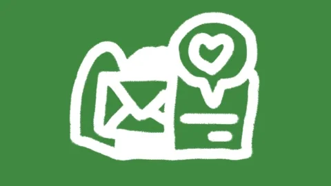 Open letter mail envelope and heart icon hand-drawn cartoon graphic chalk Stock Footage 337785624