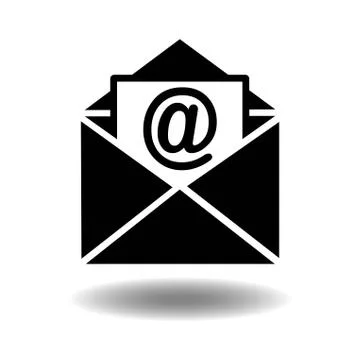 Open letter or email icon in black on an isolated white background. EPS 10 ve Stock Illustration