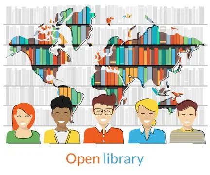 Open library Stock Illustration